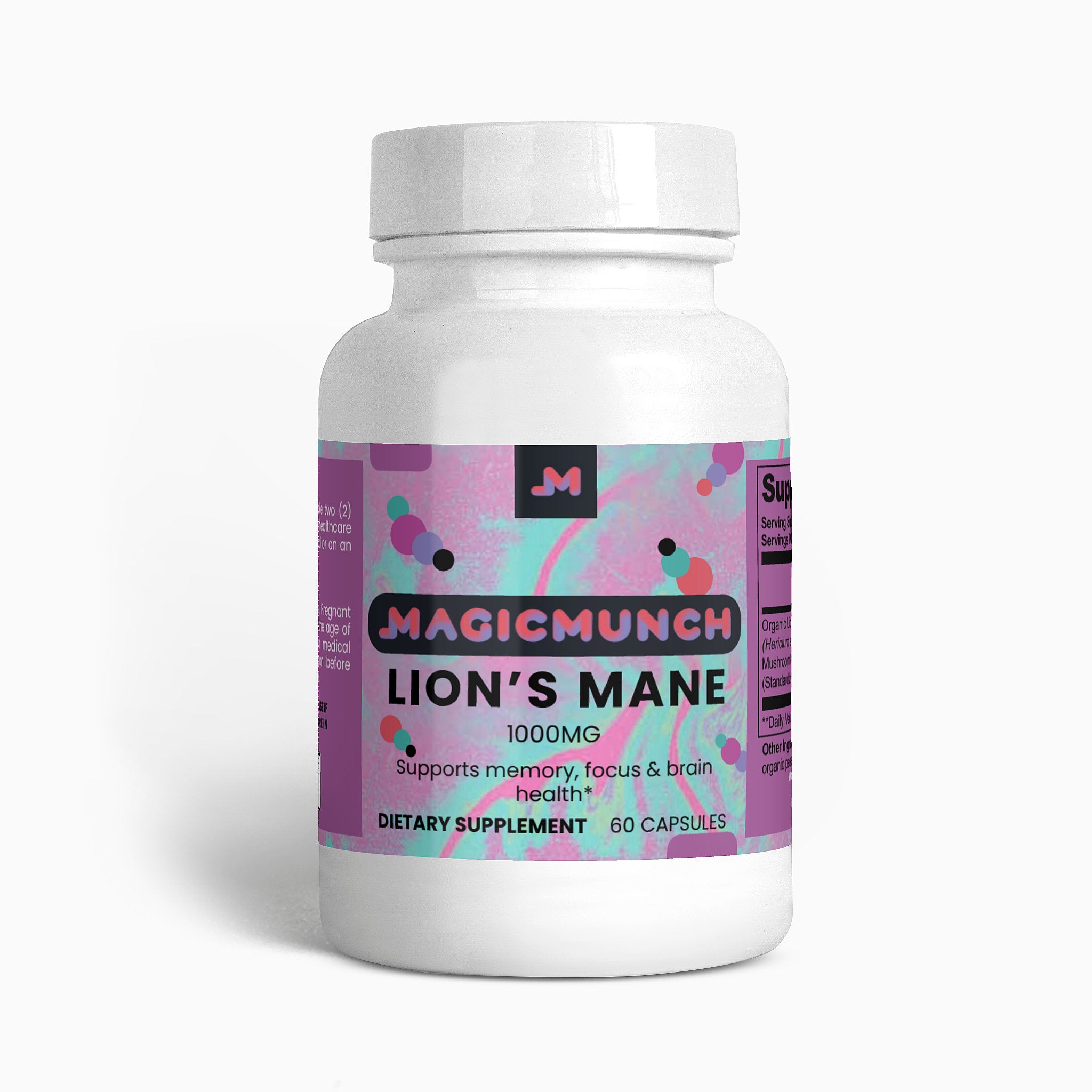 Magic Munch Lion's Mane supplement made with pure fruiting body mushroom