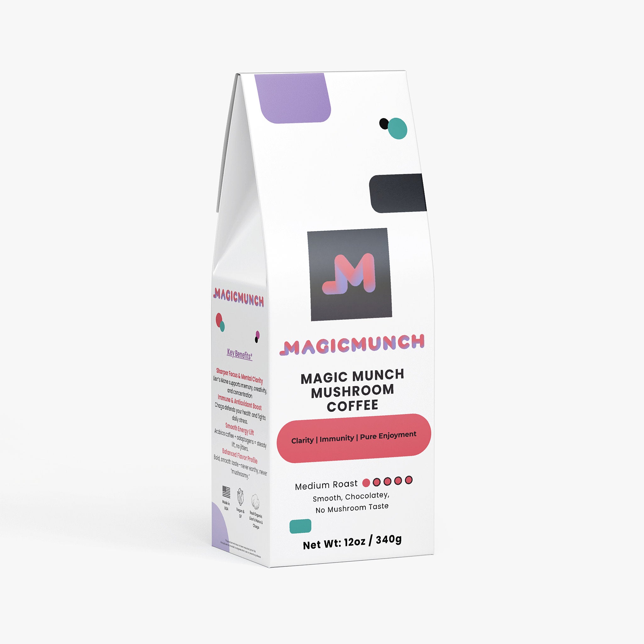 Magic Munch Functional Mushroom Coffee - Energy & Focus Blend (12 oz)